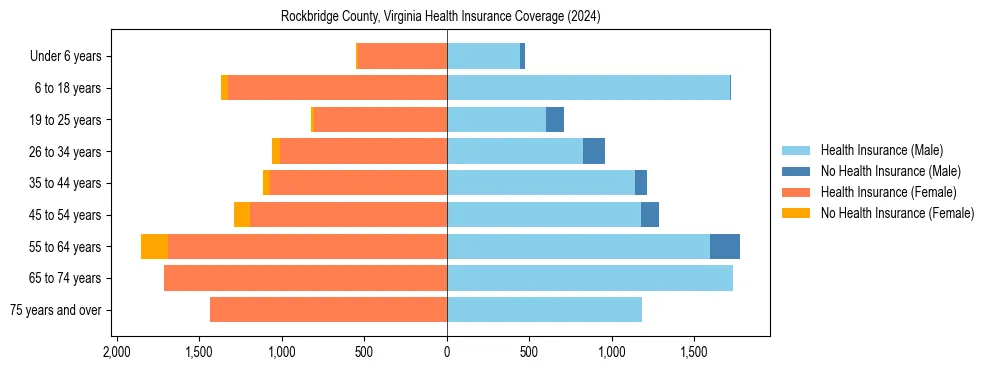 Health insurance pyramid for Rockbridge County, Virginia
