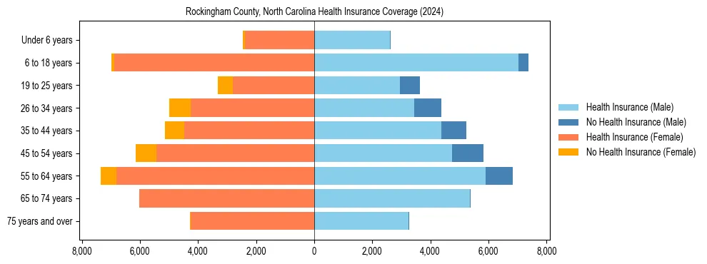 Health insurance pyramid for Rockingham County, North Carolina