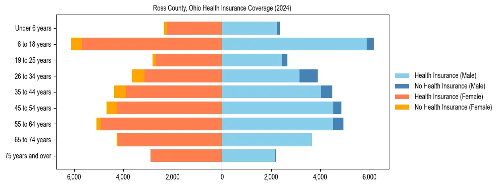 Health insurance pyramid for Ross County, Ohio