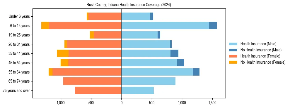 Health insurance pyramid for Rush County, Indiana