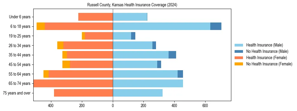 Health insurance pyramid for Russell County, Kansas