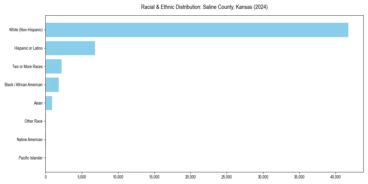 Bar chart showing racial distribution in  for 2024