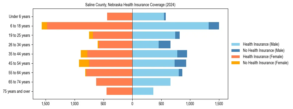 Health insurance pyramid for Saline County, Nebraska