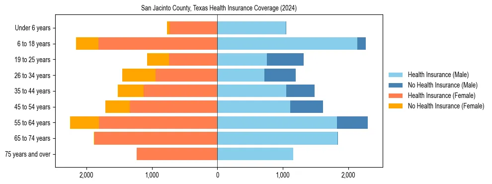 Health insurance pyramid for San Jacinto County, Texas