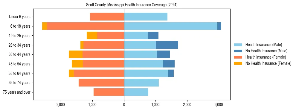Health insurance pyramid for Scott County, Mississippi