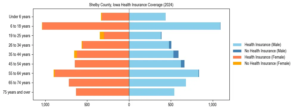 Health insurance pyramid for Shelby County, Iowa