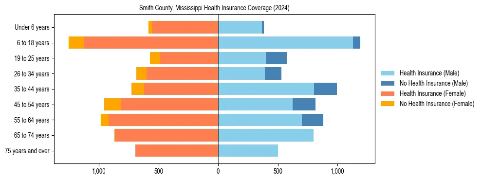 Health insurance pyramid for Smith County, Mississippi