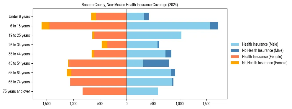 Health insurance pyramid for Socorro County, New Mexico
