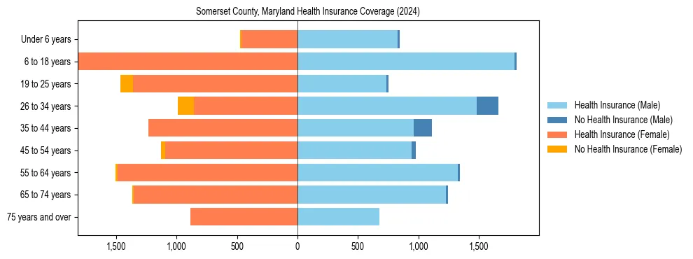 Health insurance pyramid for Somerset County, Maryland