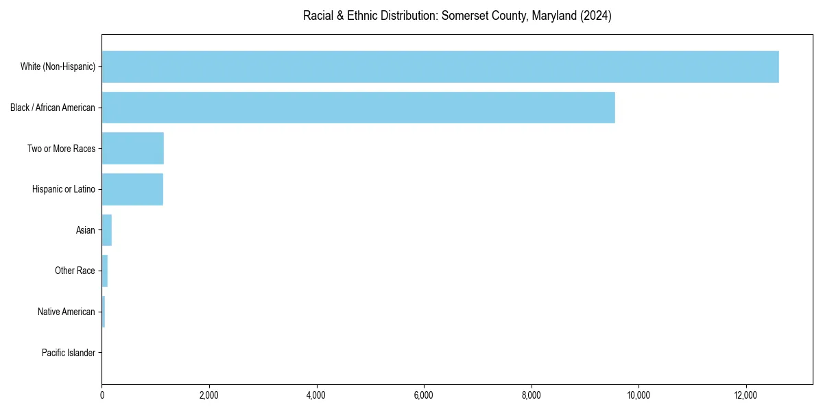 Bar chart showing racial distribution in  for 2024