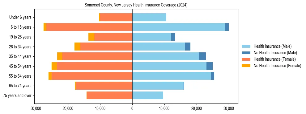 Health insurance pyramid for Somerset County, New Jersey