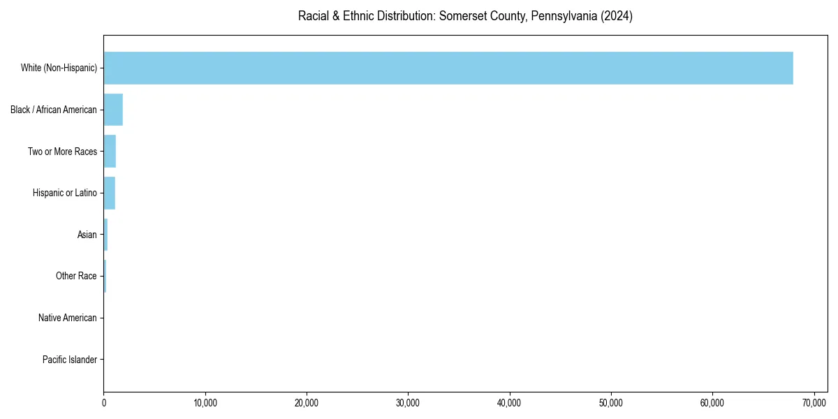 Bar chart showing racial distribution in  for 2024