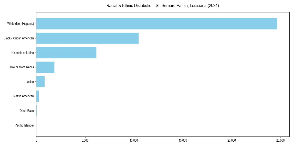 Bar chart showing racial distribution in  for 2024