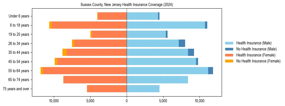 Health insurance pyramid for Sussex County, New Jersey