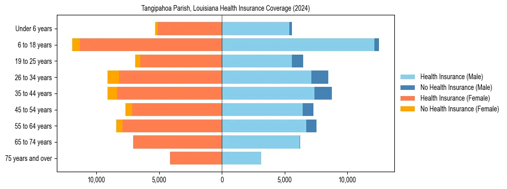 Health insurance pyramid for Tangipahoa Parish, Louisiana