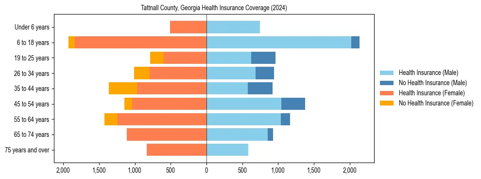 Health insurance pyramid for Tattnall County, Georgia