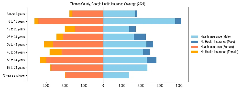 Health insurance pyramid for Thomas County, Georgia