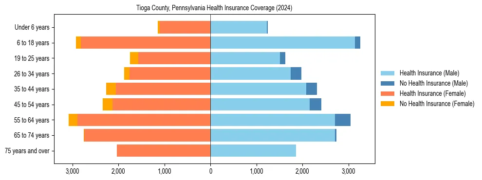 Health insurance pyramid for Tioga County, Pennsylvania