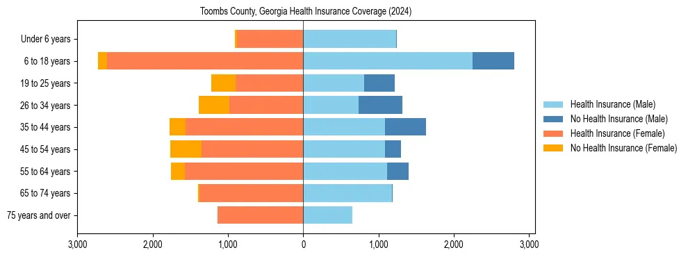 Health insurance pyramid for Toombs County, Georgia