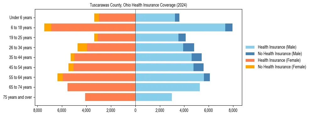 Health insurance pyramid for Tuscarawas County, Ohio
