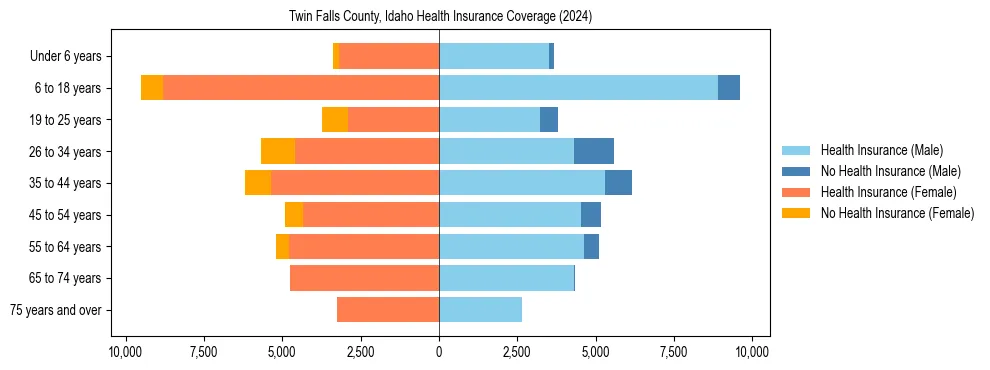 Health insurance pyramid for Twin Falls County, Idaho