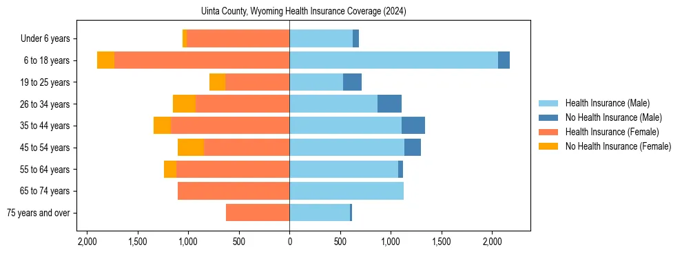 Health insurance pyramid for Uinta County, Wyoming