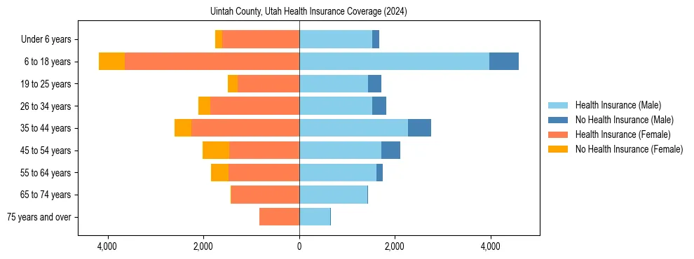 Health insurance pyramid for Uintah County, Utah