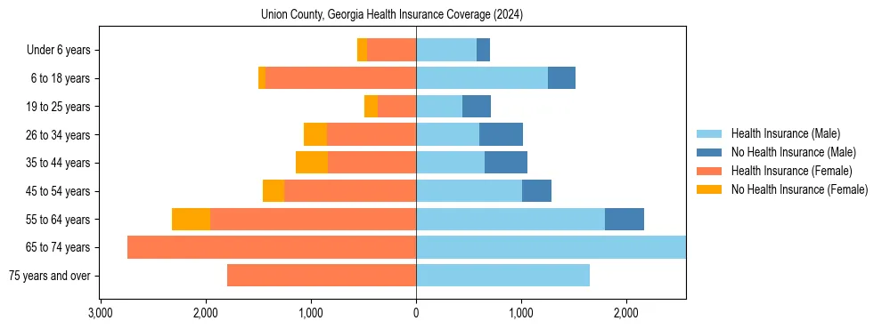 Health insurance pyramid for Union County, Georgia