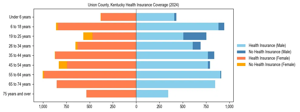 Health insurance pyramid for Union County, Kentucky
