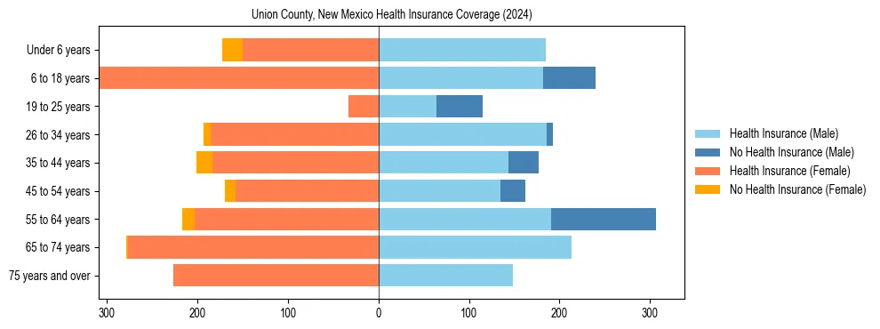Health insurance pyramid for Union County, New Mexico