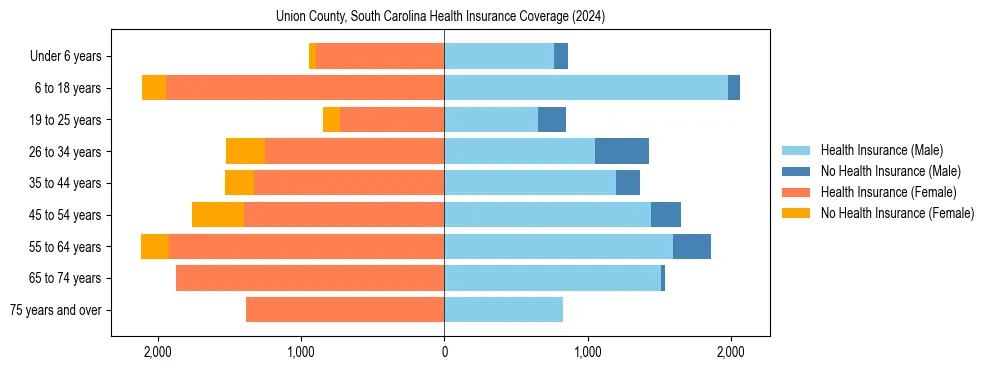 Health insurance pyramid for Union County, South Carolina