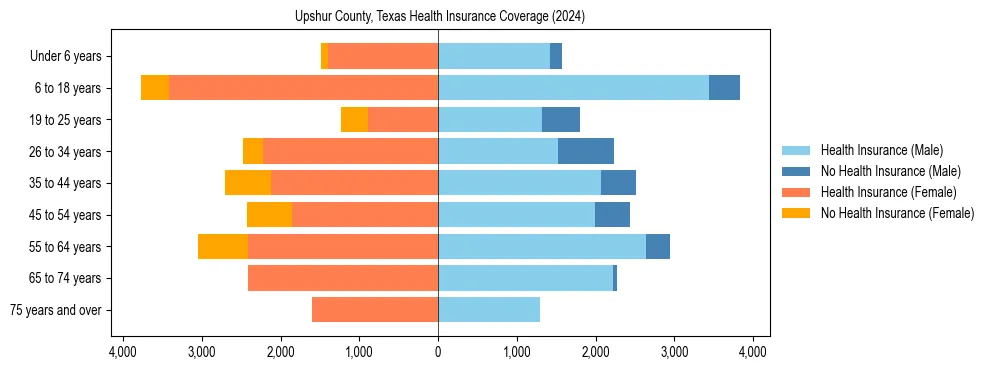 Health insurance pyramid for Upshur County, Texas