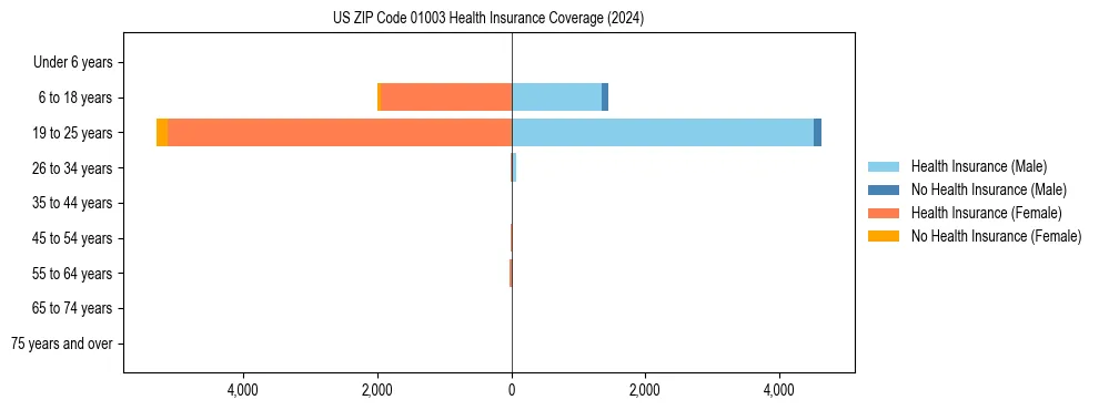 Health insurance pyramid for US ZIP Code 01003