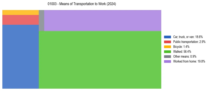 Commute modes in US ZIP Code 01003