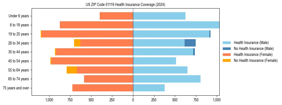 Health insurance pyramid for US ZIP Code 01119