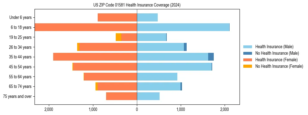 Health insurance pyramid for US ZIP Code 01581