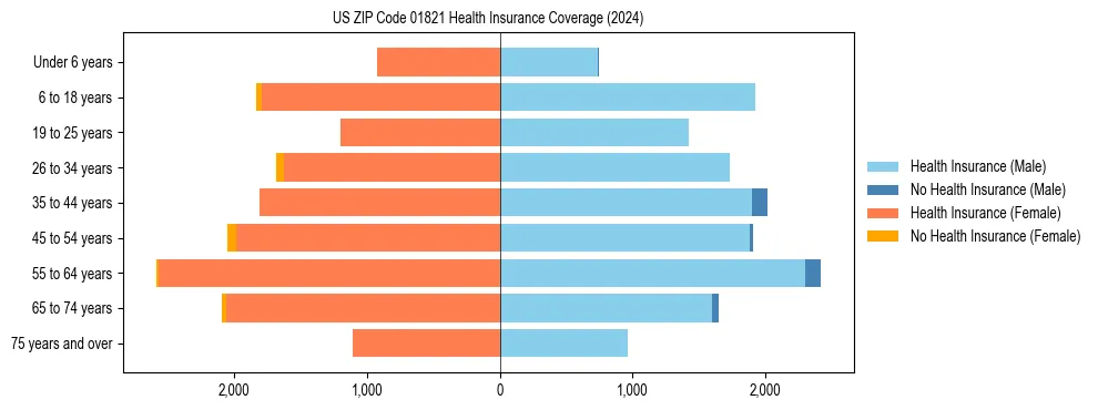 Health insurance pyramid for US ZIP Code 01821