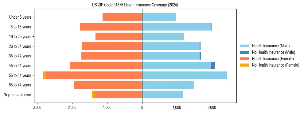 Health insurance pyramid for US ZIP Code 01876