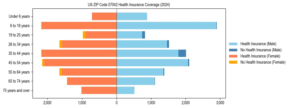 Health insurance pyramid for US ZIP Code 07042