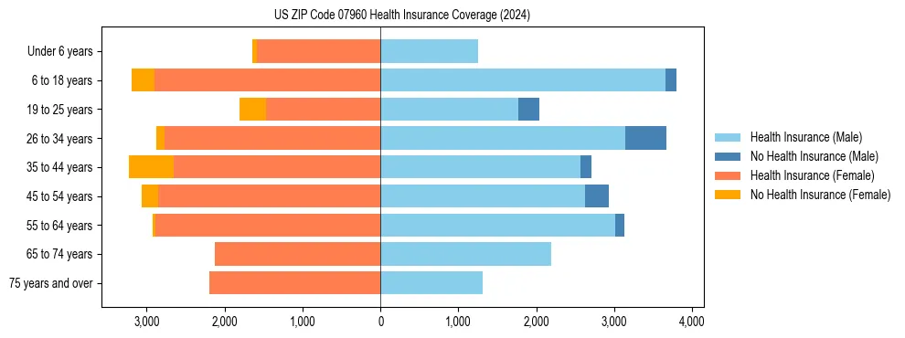 Health insurance pyramid for US ZIP Code 07960