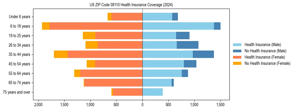 Health insurance pyramid for US ZIP Code 08110