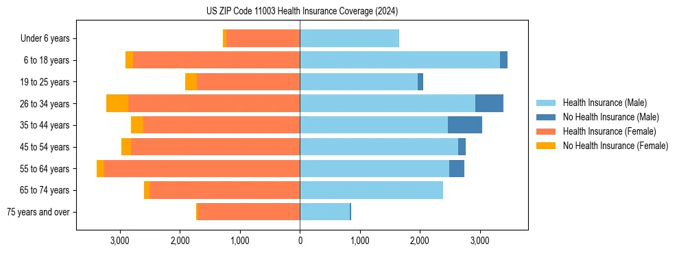 Health insurance pyramid for US ZIP Code 11003