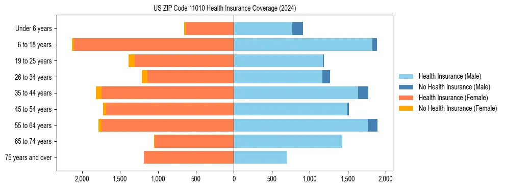 Health insurance pyramid for US ZIP Code 11010
