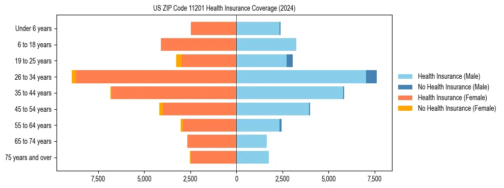 Health insurance pyramid for US ZIP Code 11201