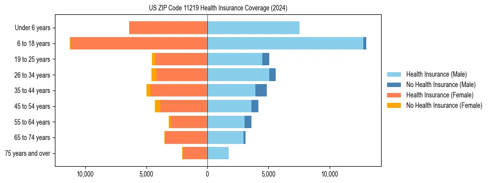 Health insurance pyramid for US ZIP Code 11219