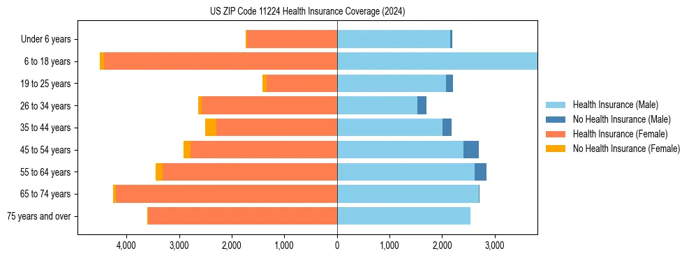 Health insurance pyramid for US ZIP Code 11224