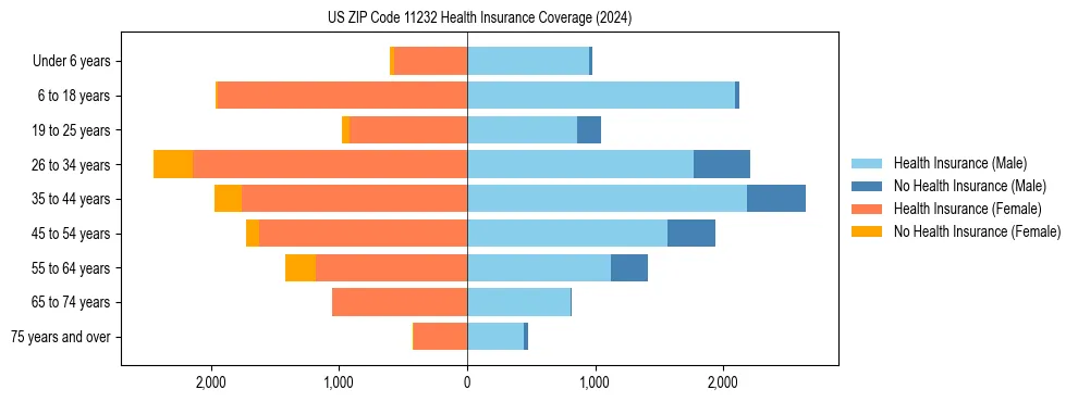 Health insurance pyramid for US ZIP Code 11232