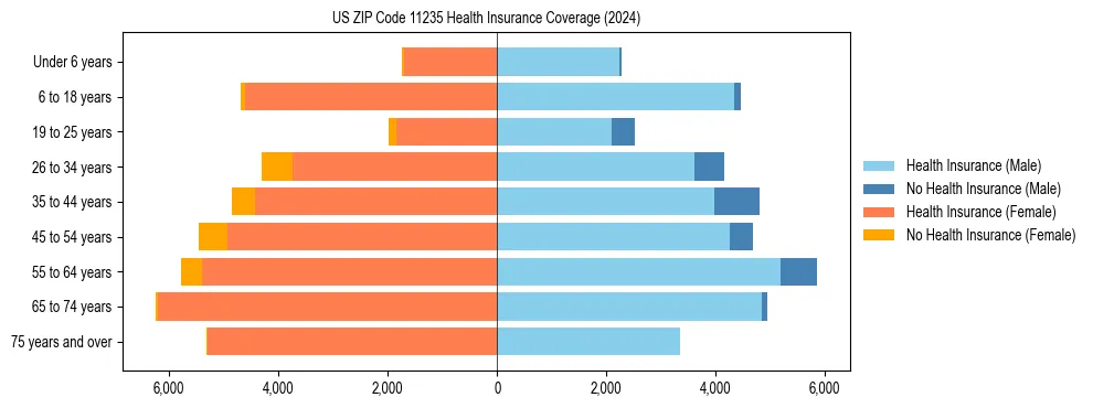Health insurance pyramid for US ZIP Code 11235