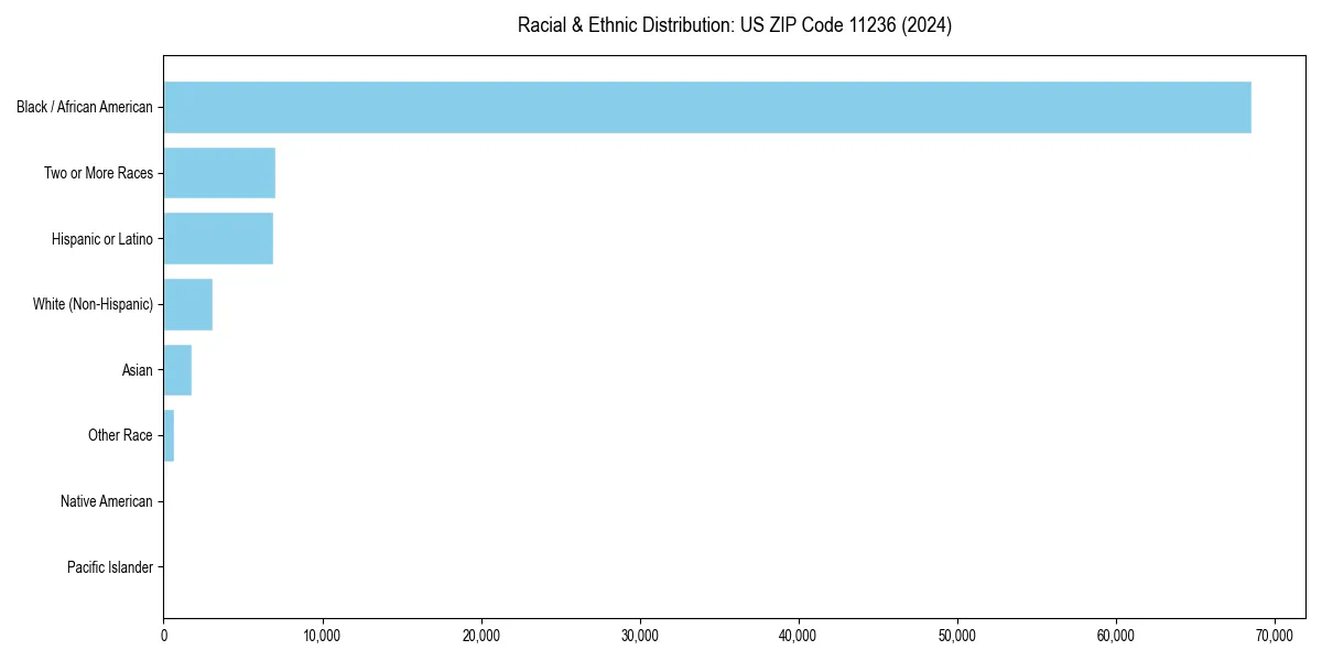 Bar chart showing racial distribution in  for 2024