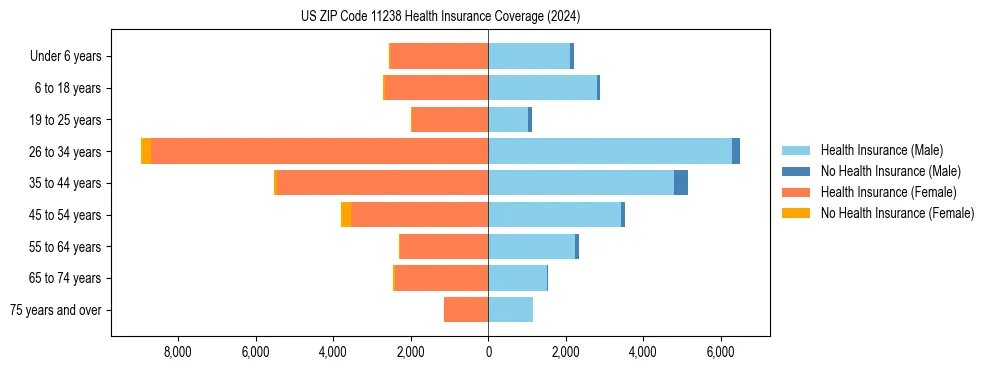 Health insurance pyramid for US ZIP Code 11238